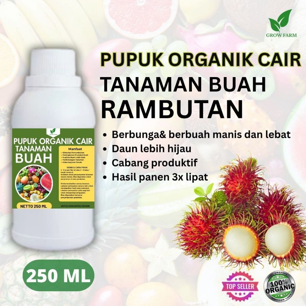 Pupuk Buah Rambutan 250 ML /Pupuk Booster Rambutan Cepat Berbuah Lebat/Pupuk Cair Rambutan