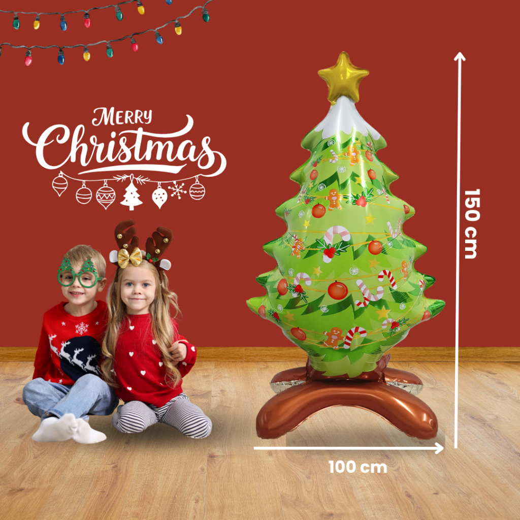 Balon Foil Dekorasi Tema Natal Pohon Natal 4D