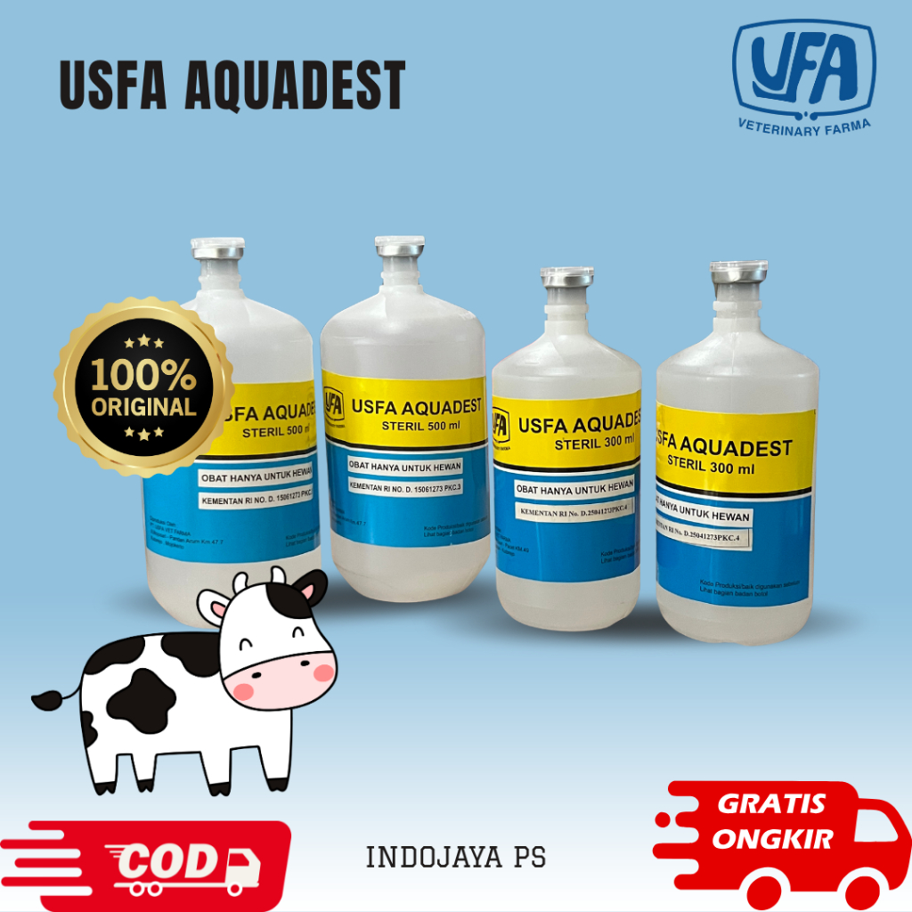 USFA AQUADEST 500ml - 300ml , aquadest air steril campuran vaksin