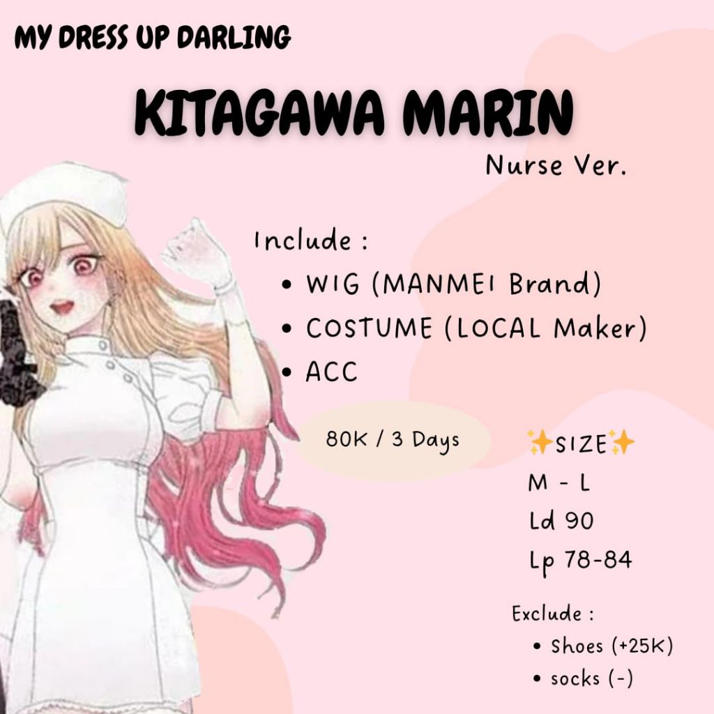 RENTAL/SEWA COSPLAY DRESS UP DARLING KITAGAWA MARIN NURSE VER.