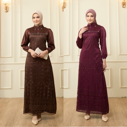 Nagita Dress Gamis Brokat Payet Mutiara Elegan