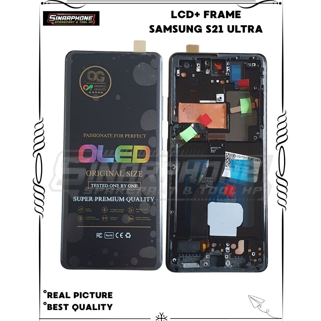LCD+FRAME SAMSUNG S21 ULTRA 5G OLED OG (SIDIK JARI)