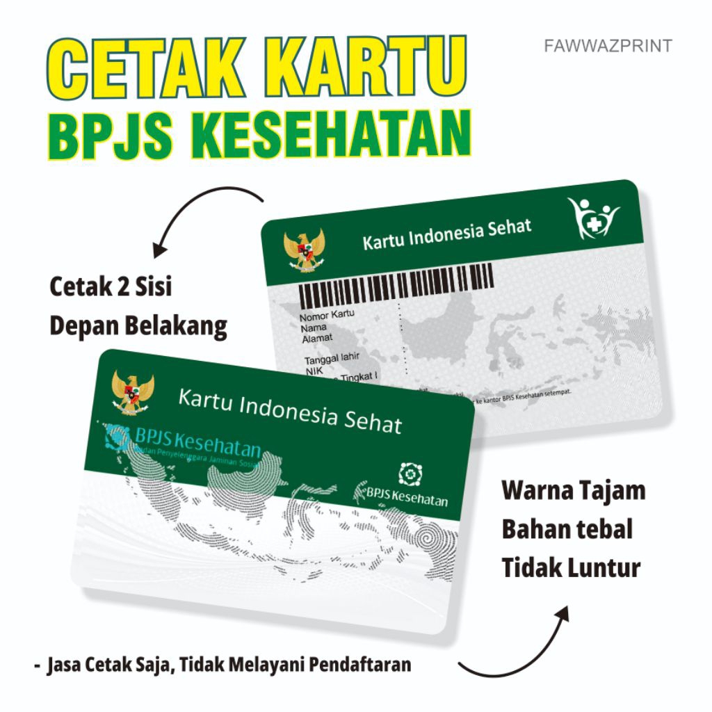 Cetak Kartu BPJS Kesehatan / KIS bahan tebal anti air