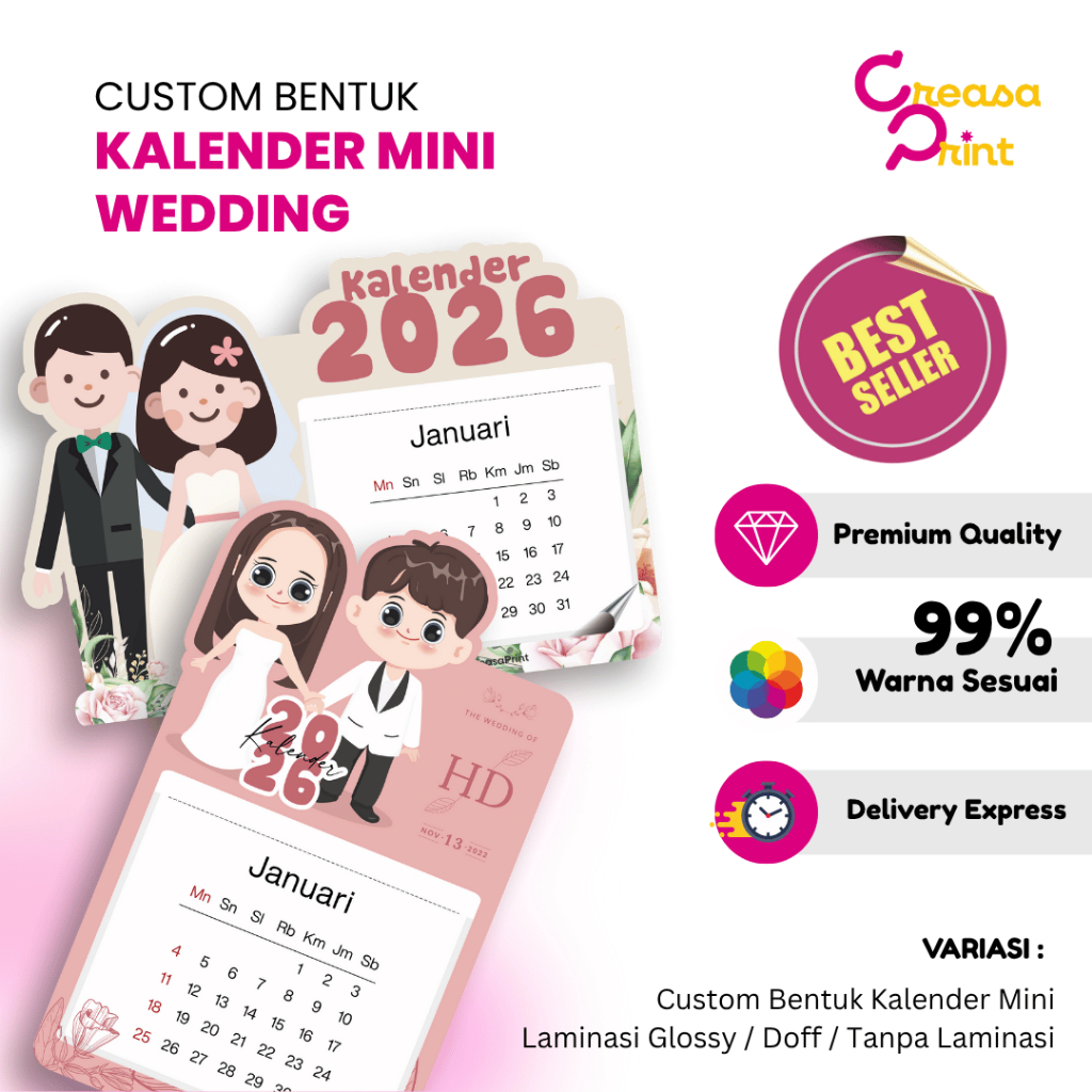 Kalender Tempel Magnet Custom | Kalender Magnet Souvenir Pernikahan | Kalender Magnet Custom Wedding
