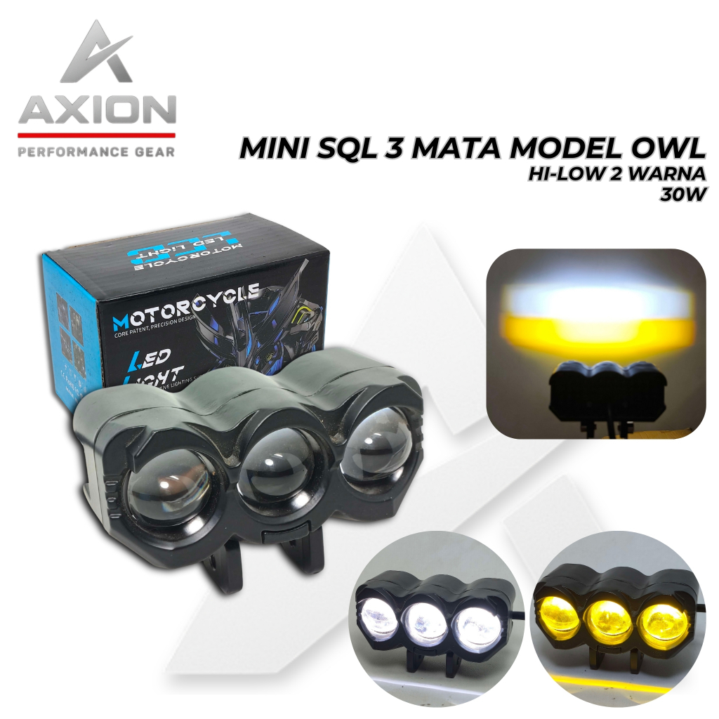 Lampu Tembak LED Motor SQL 3 Mata Hi Low Motor Mobil 2 Warna Mini Sorot Laser Foglamp