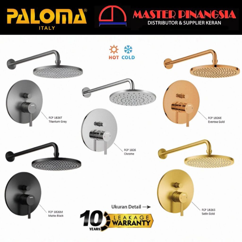 PALOMA FCP 1826 Keran Mixer Shower Tanam Set Mandi Concealed Kran Air Panas Dingin Chrome Hitam Blac