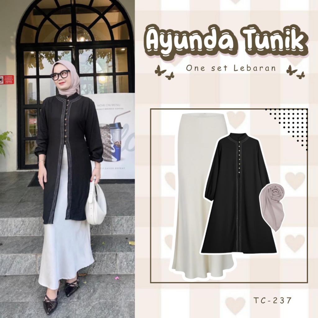 Setelan Tunik Remaja Kekinian Outfit Lebaran ( Tunik + Rok Duyung + Bella Square ) SET TC-237