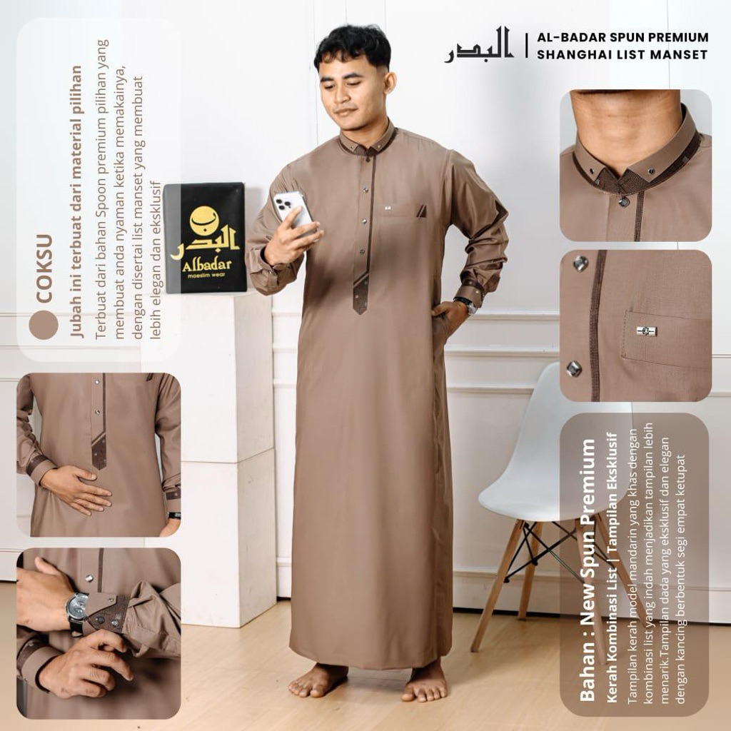 NEW PRODUCT GAMIS PRIA AL BADAR BAHAN KATUN SPUN KANCING PREMIUM/ GAMIS PRIA TERLARIS/ GAMIS IMPORT