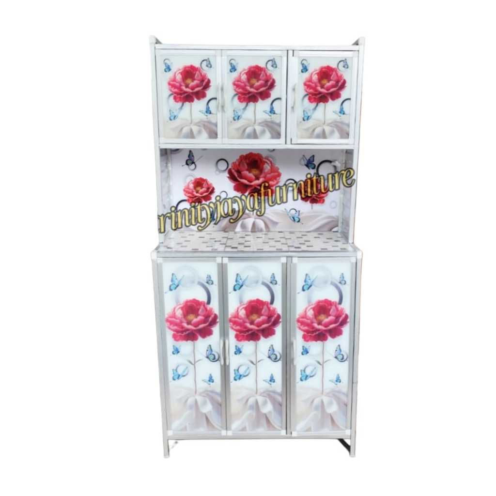 Lemari piring sayur Almunium Kaca /Trinityjayafurniture