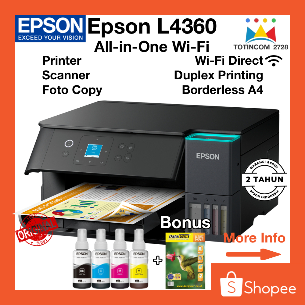 Printer Epson L4360 ALL IN ONE + WIFI Print Scan Copy Terbaru