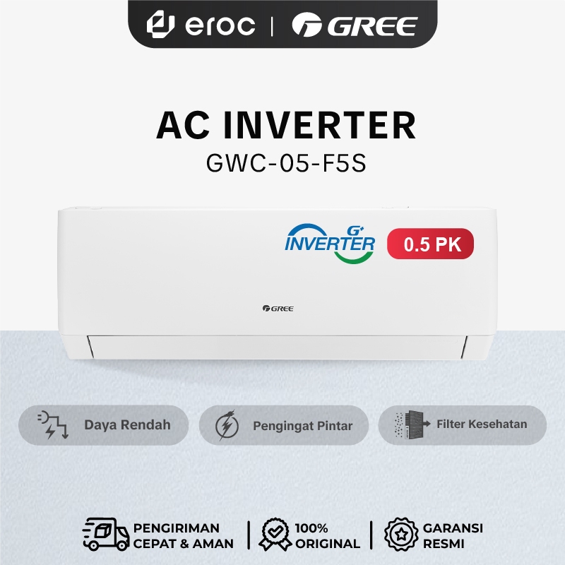 GREE AC 1/2 PK Inverter  F5S Series - ac 1/2 pk - GWC-05F5S - With Smart Cleaner System & Power Drop