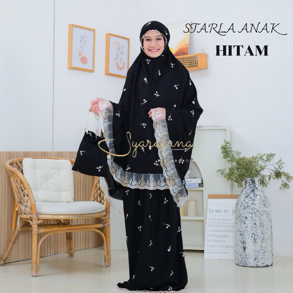 Syarafana - Mukena Bordir Anak Tanggung Rayon Premium Starla 2in1