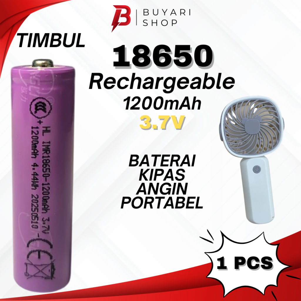 Baterai 18650 Hongli 3,7V Rechargeable Batre Kipas Angin Portabel Senter Mic Cukur Rambut 1 PCS