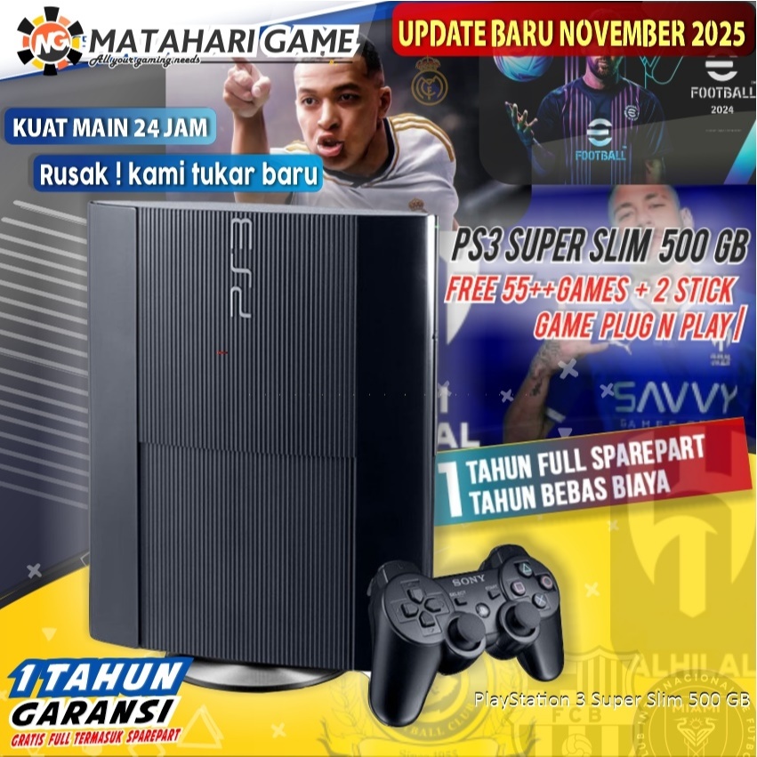 New - PS3 SONY Superslim CFW/Multiman 500GB/320GB/250GB/160GB - GRATIS 1 Tahun Garansi