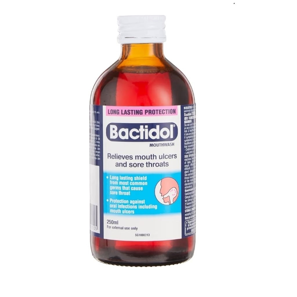 Bactidol Mouthwash for Sore Throat Relief, 250ml