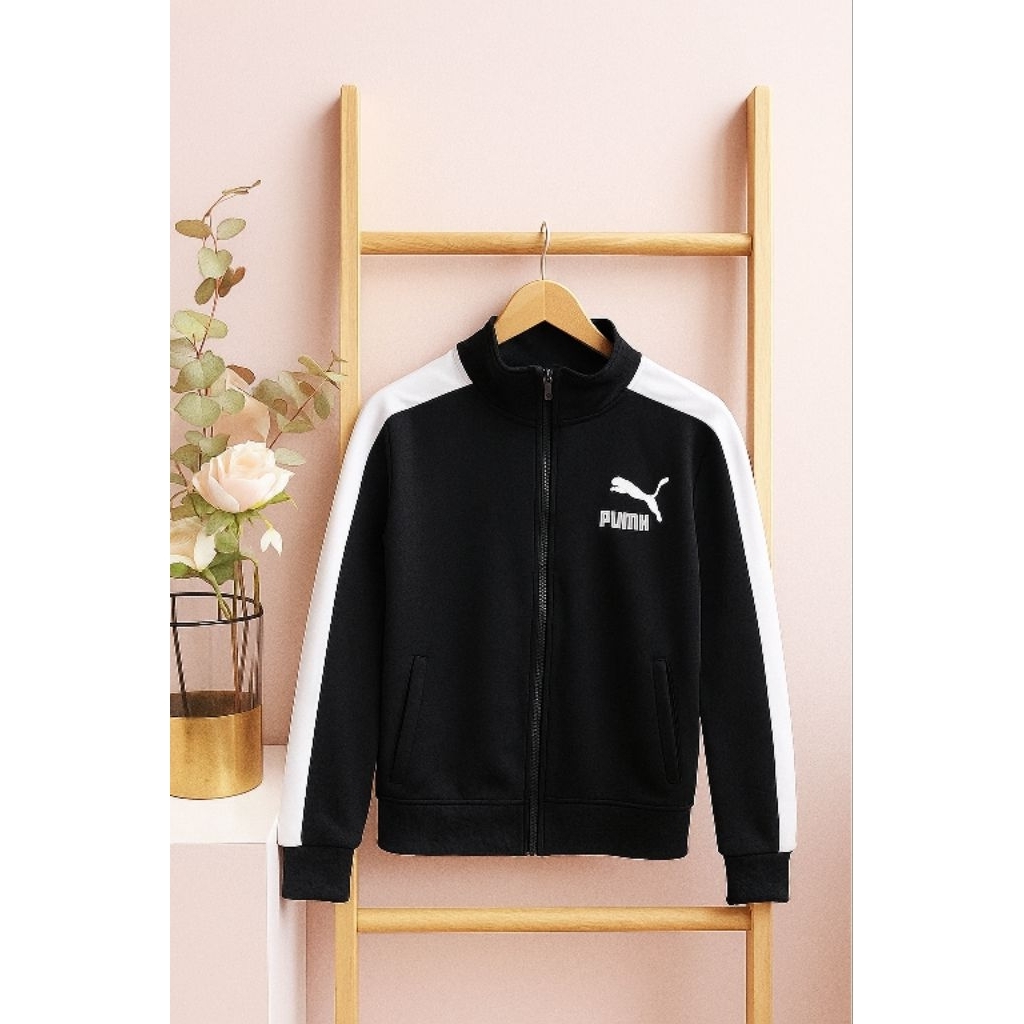 Jaket Olahraga Preloved Unofficial – Hitam Putih Katun Dry Fit Ukuran M Pria