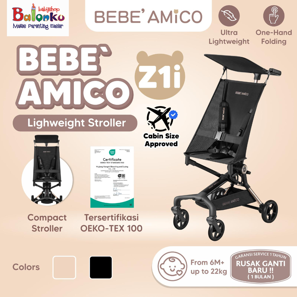 BEBE AMICO Z1i Stroller / Lightweight Stroller / Cabin Size Stroller / Stroller Ringan Kabin Size