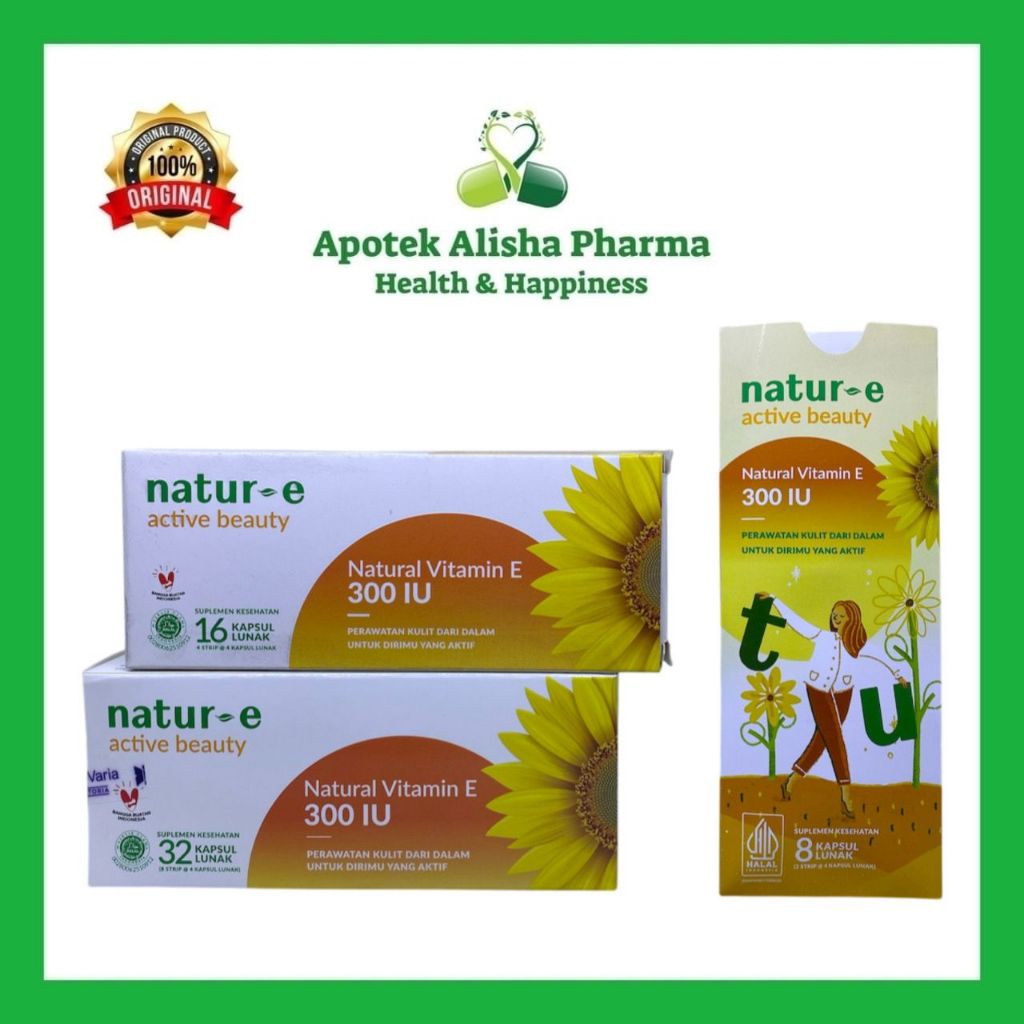 Natur E Active Beauty Box isi 32 dan 16 Kapsul Natural Vitamin E 300iu Kesuburan Usia >30tahun