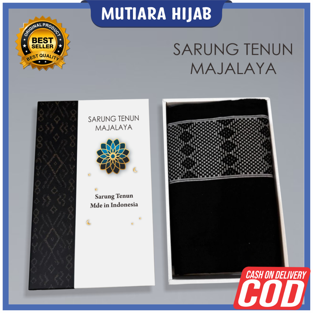 Sarung Tenun Majalaya - Sarung Hitam Polos Premium Pria Dewasa Motif Doby