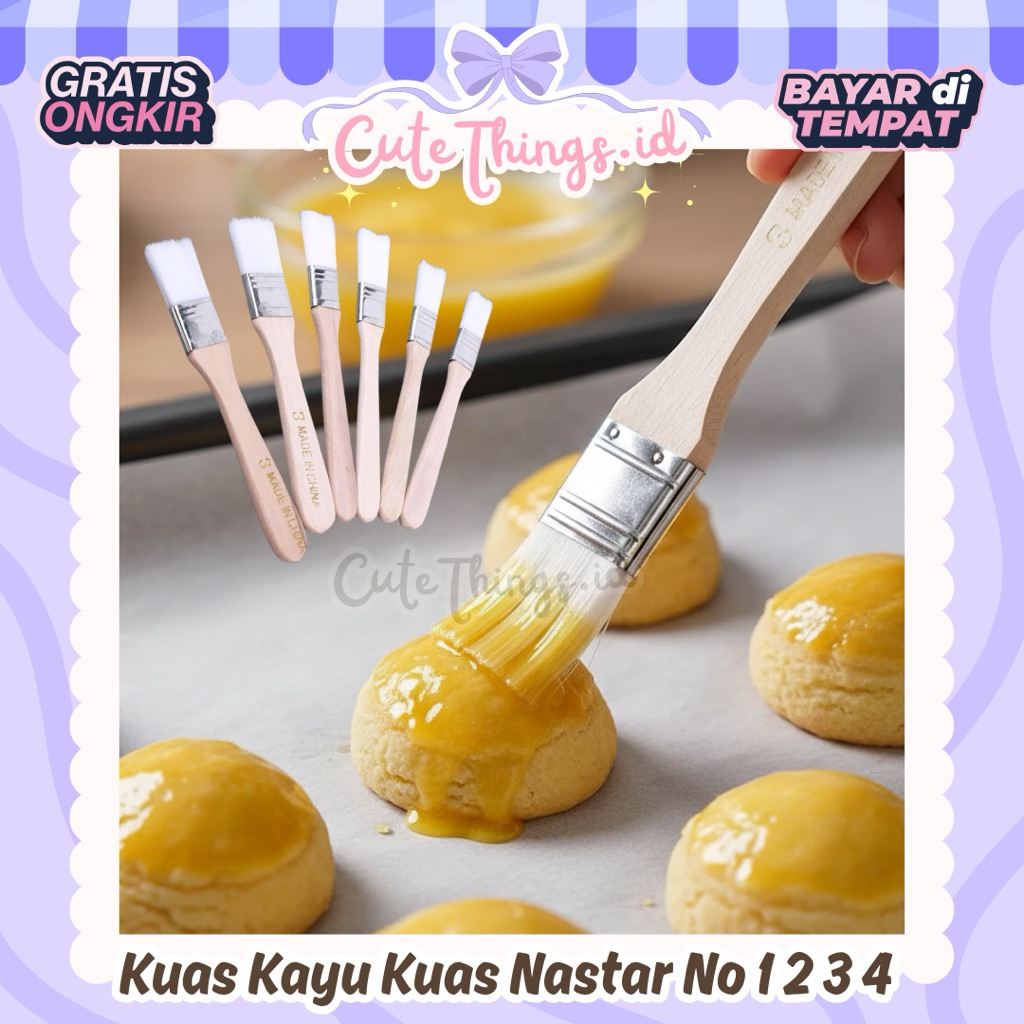 (CT) Kuas Nastar kuas Kue Kuas Roti Kuas Loyang Gagang Kayu Halal Food Grade