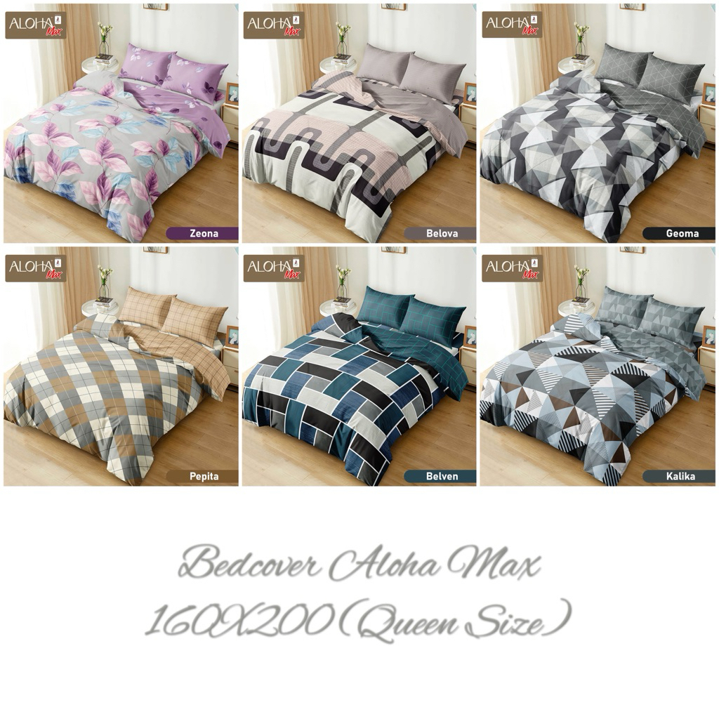 Bedcover Aloha Max 160x200 + Sprei Fitted 160x200 Tinggi 25 cm - Bedcover Aloha Max Queen Size