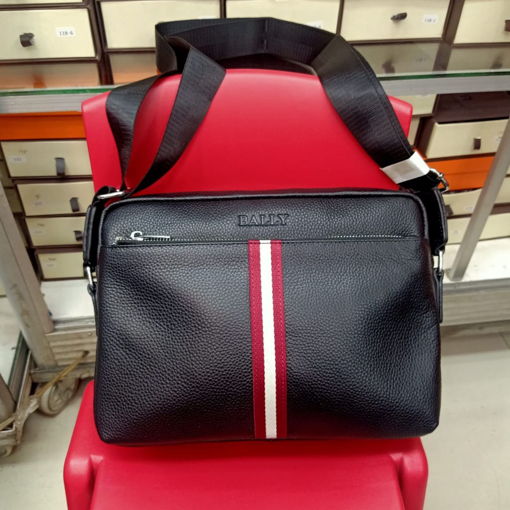 tas selempang kulit Bally messenger bag pria kulit