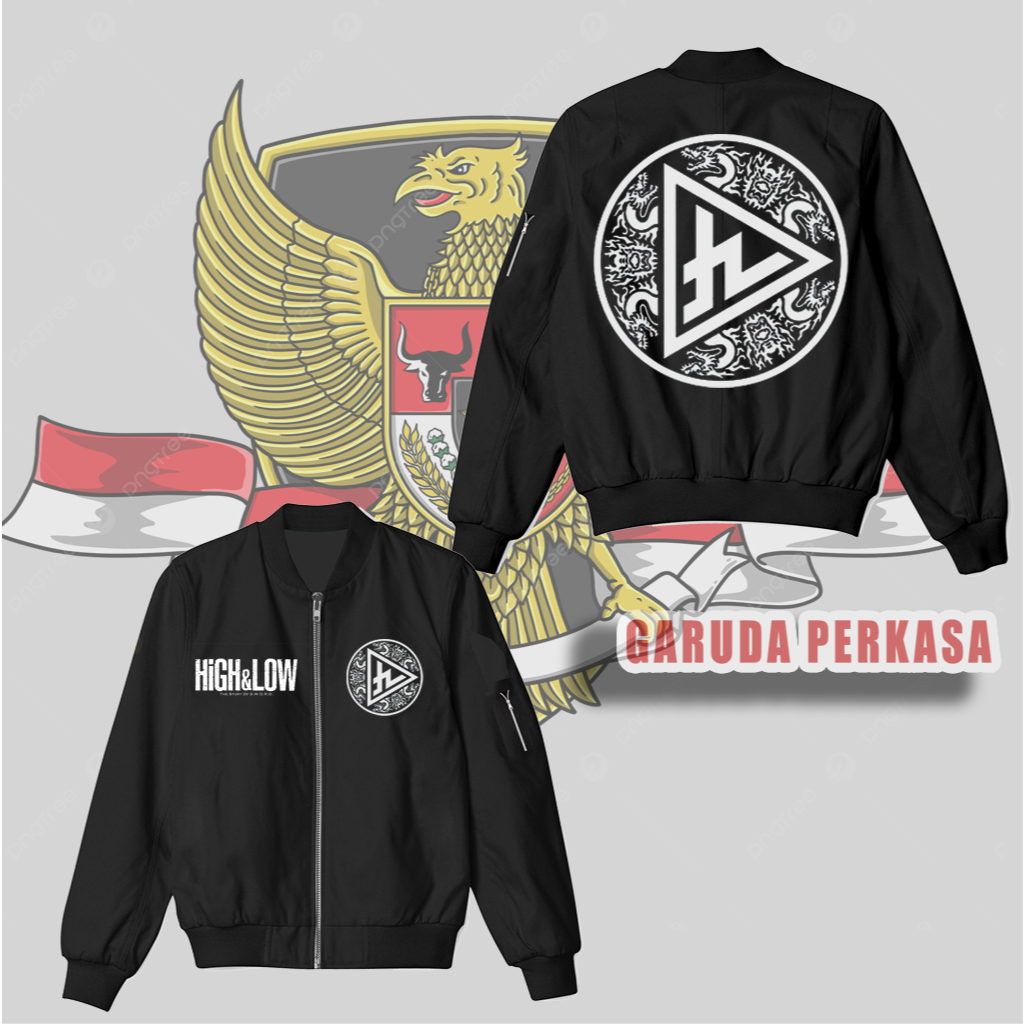 Jaket bomber pria Kuryu Group 9 naga High and low sword X CROSS