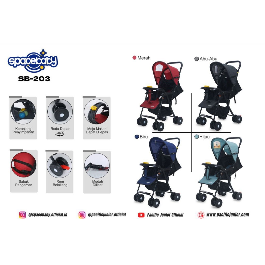 SpaceBaby Baby Stroller SB-203 / Stroller Bayi Dorongan Kereta Bayi