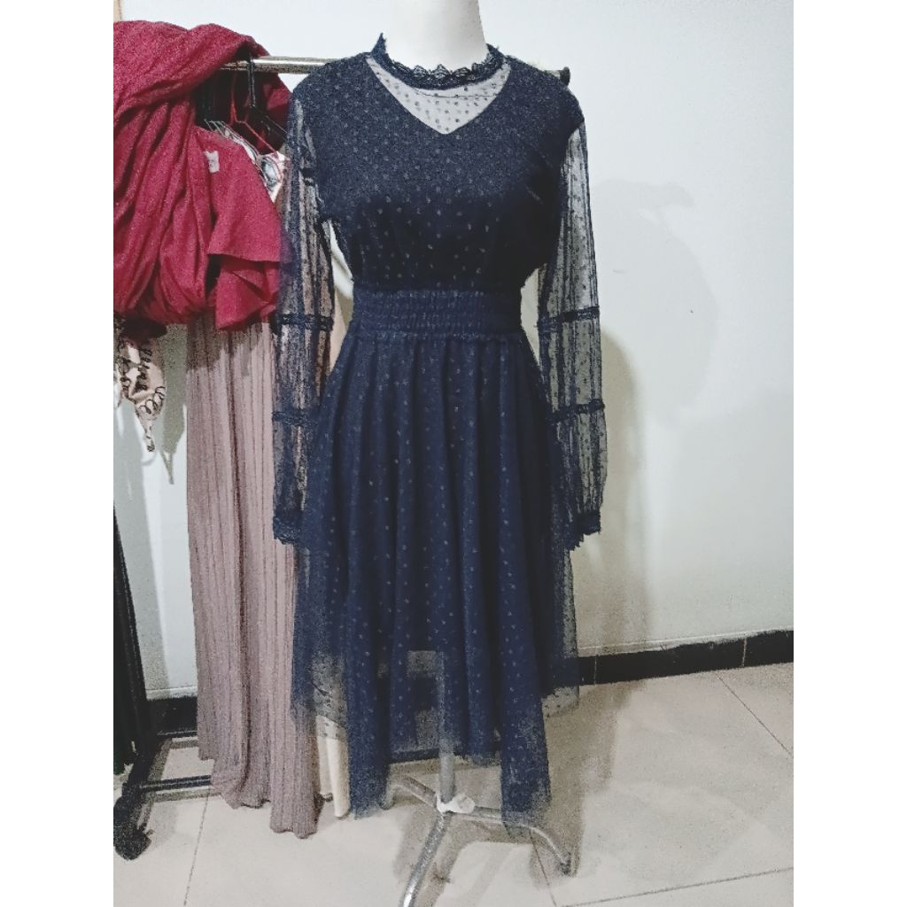 Dress Vintage Eropa Tile dapat outer tile+dalaman hitam ( tidak ada minus)