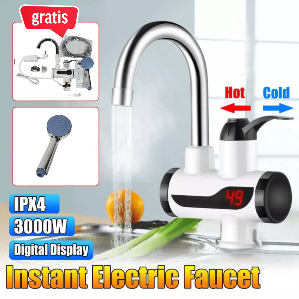 LENGKAP Shower Listrik + Keran Pemanas Dan Pendingin Air wastafel dapur kamar mandi portable listrik