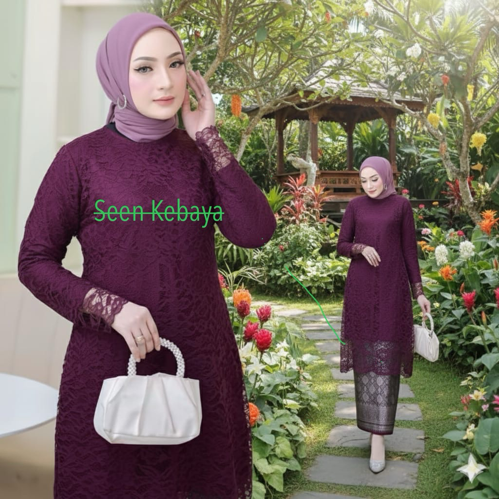 Ready Setelan Baju Kebaya Tunik Brukat Modern Kombinasi songket lilit Palembang/setelan Kebaya Tunik