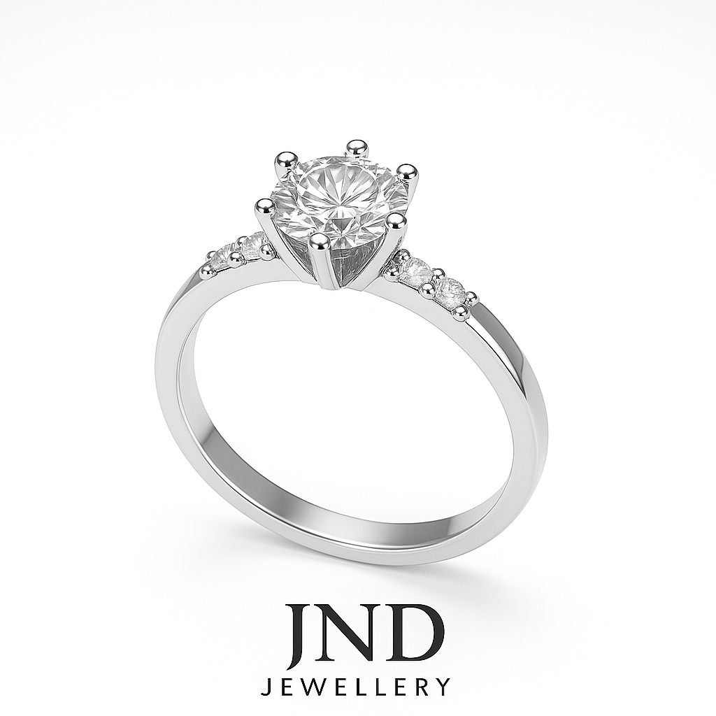 Cincin Tunangan Emas Putih Berlian Asli – Desain Elegan & Mewah | JND Jewellery Store
