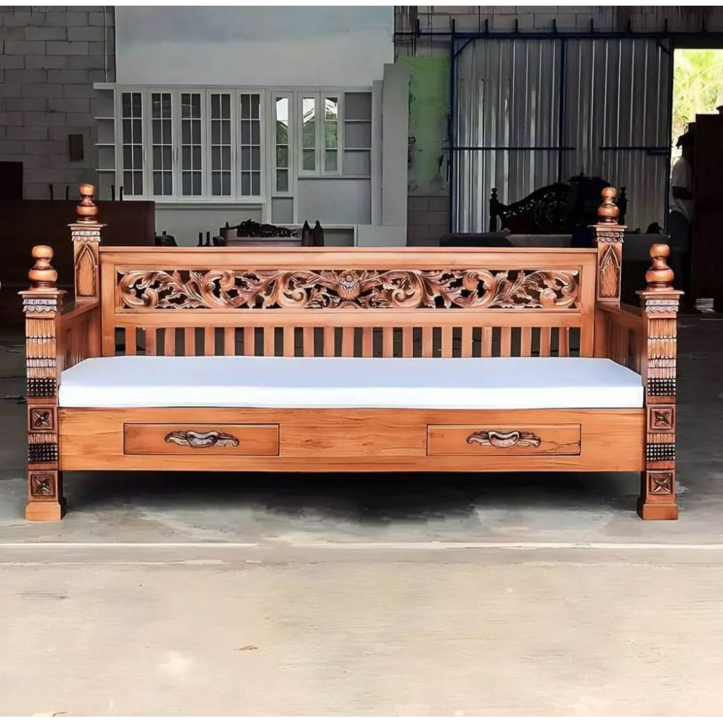 bale bale rahwana, bale bale kayu jati solid ukir