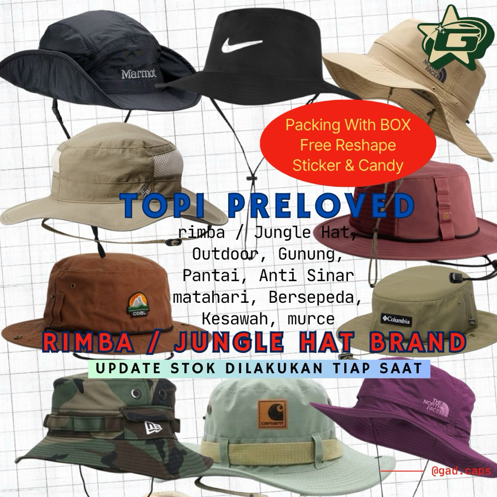 TOPI RIMBA, JUNGLE HAT, TOPI OUTDOOR PRELOVED