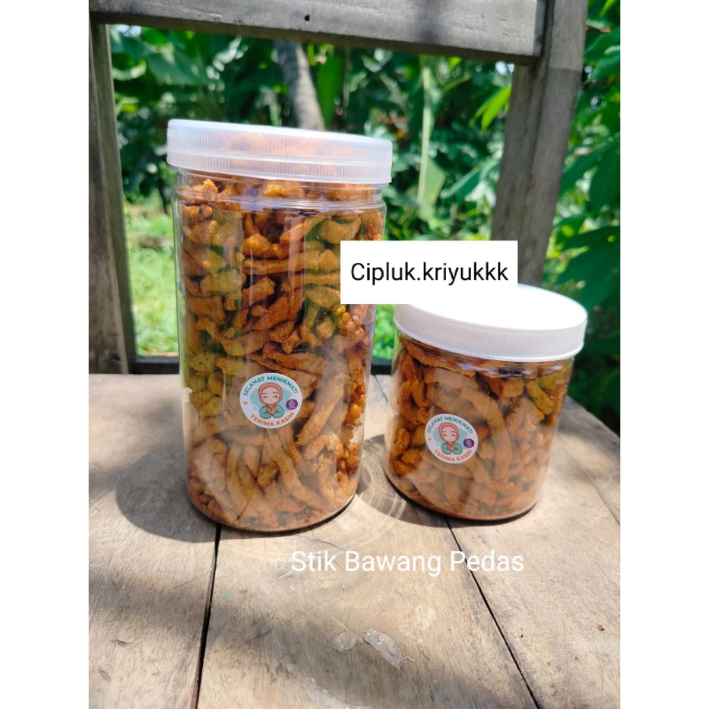 Stik Bawang Pedas Kemasan Toples Ukuran 600ML/1000ML Stik Bawang Pedas