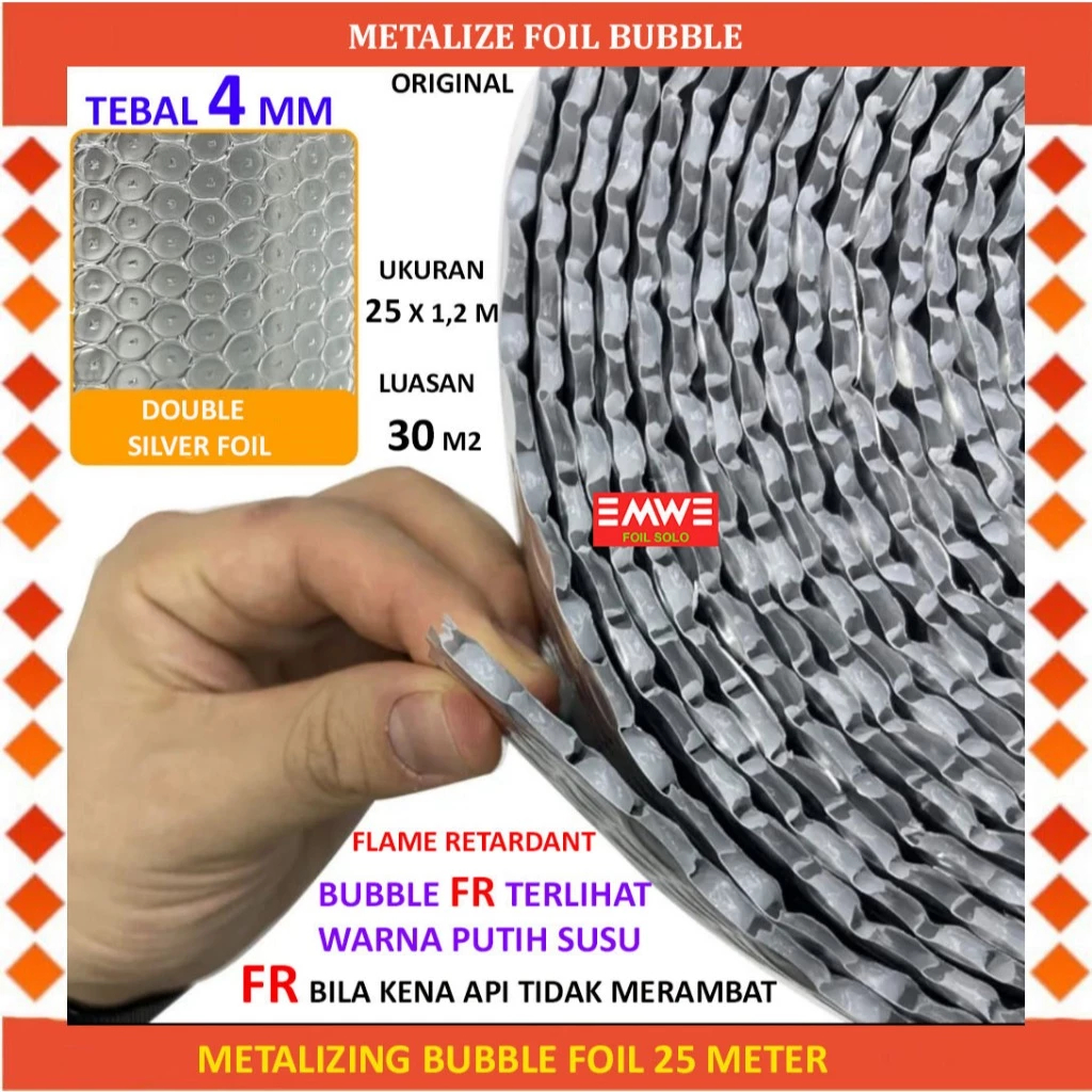 Aluminium Foil Bubble 4mm Peredam Panas Tebal