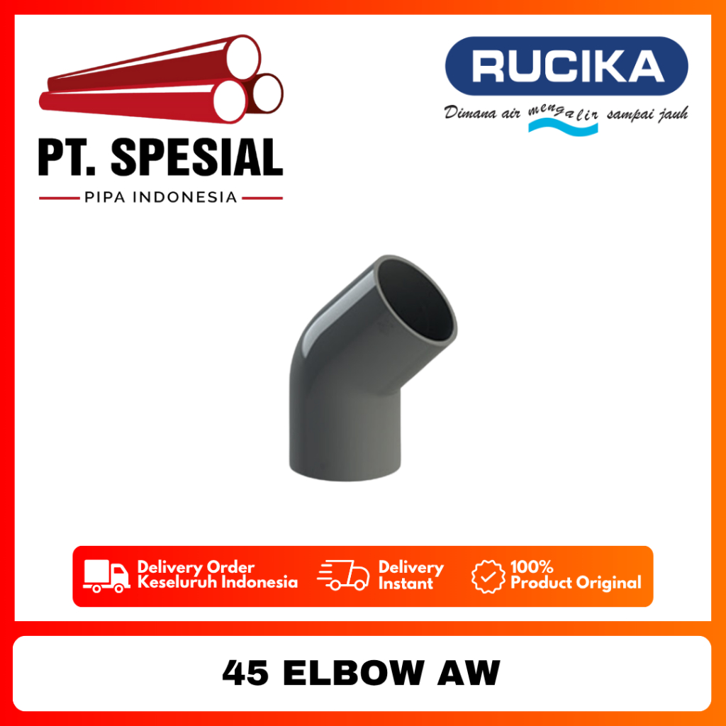 Knee 45 AW 6 Inch PVC Rucika / Keni Knee PVC AW / Elbow 45 PVC AW Rucika - 08