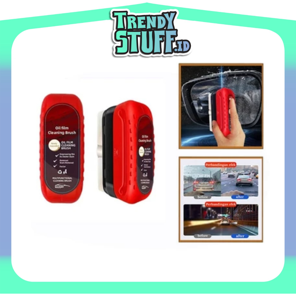 TRENDYSTUFF Car Glass Oil Film Cleaning Remover Brush Cairan Pembersih Kaca Spion Jamur Mobil Powerf