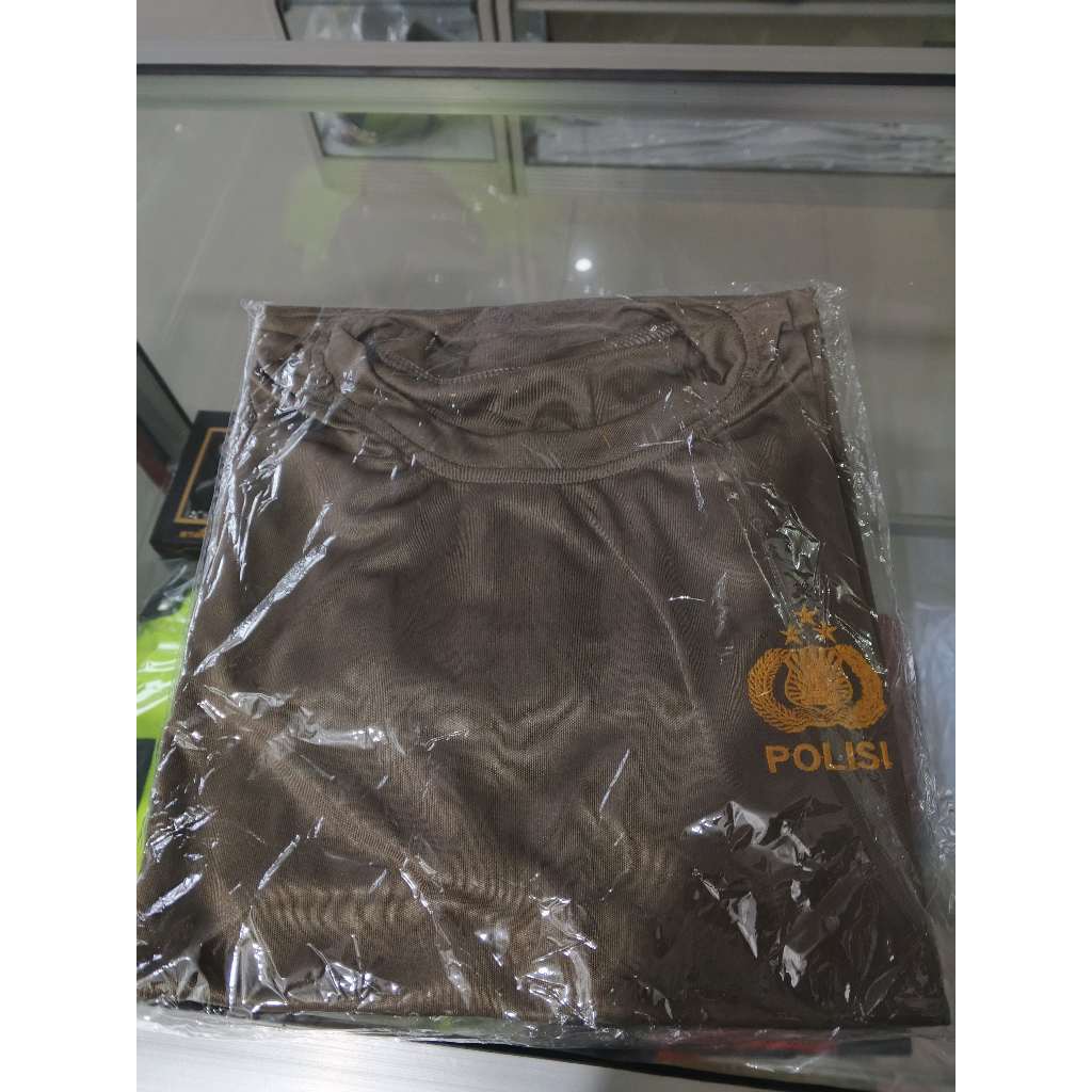 Kaos Polos Coklat Polisi lengan pendek