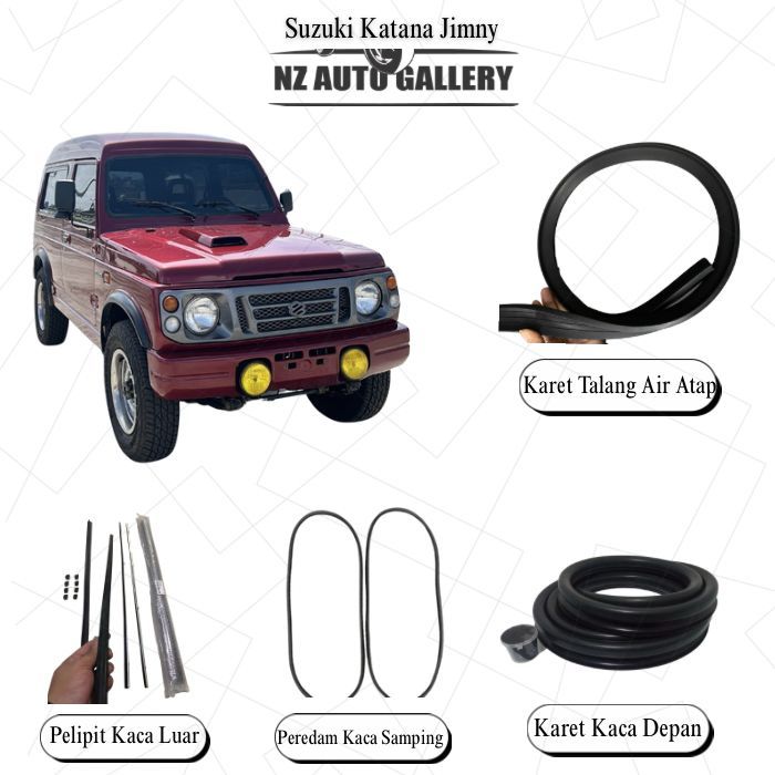Aksesoris Karet Mobil Katana Jimny – Pelipit Kaca, Karet Talang Atap, Peredam Samping, Karet Depan