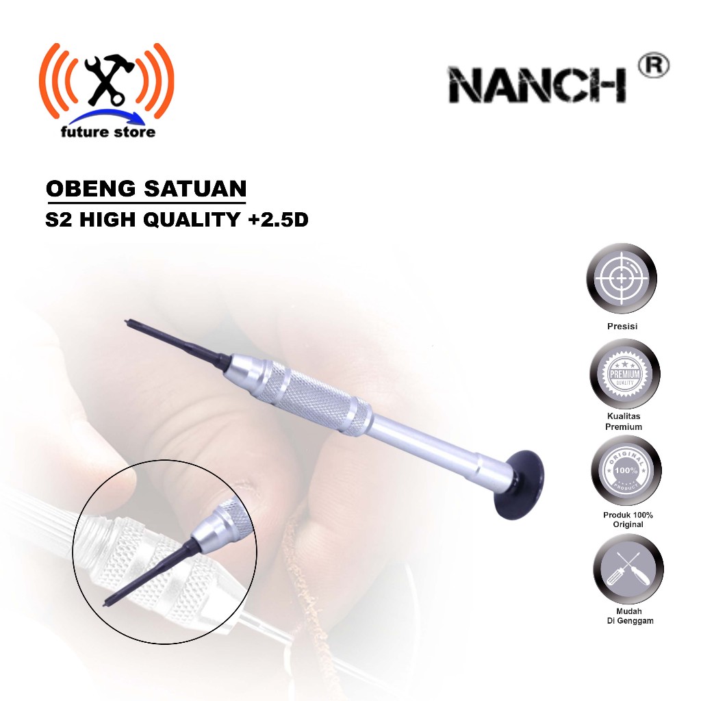 OBENG SATUAN NANCH S2 HIGH QUALITY +2.5D FOR IPHONE VIVO ORIGINAL – OBENG PRESISI TEKNISI HP