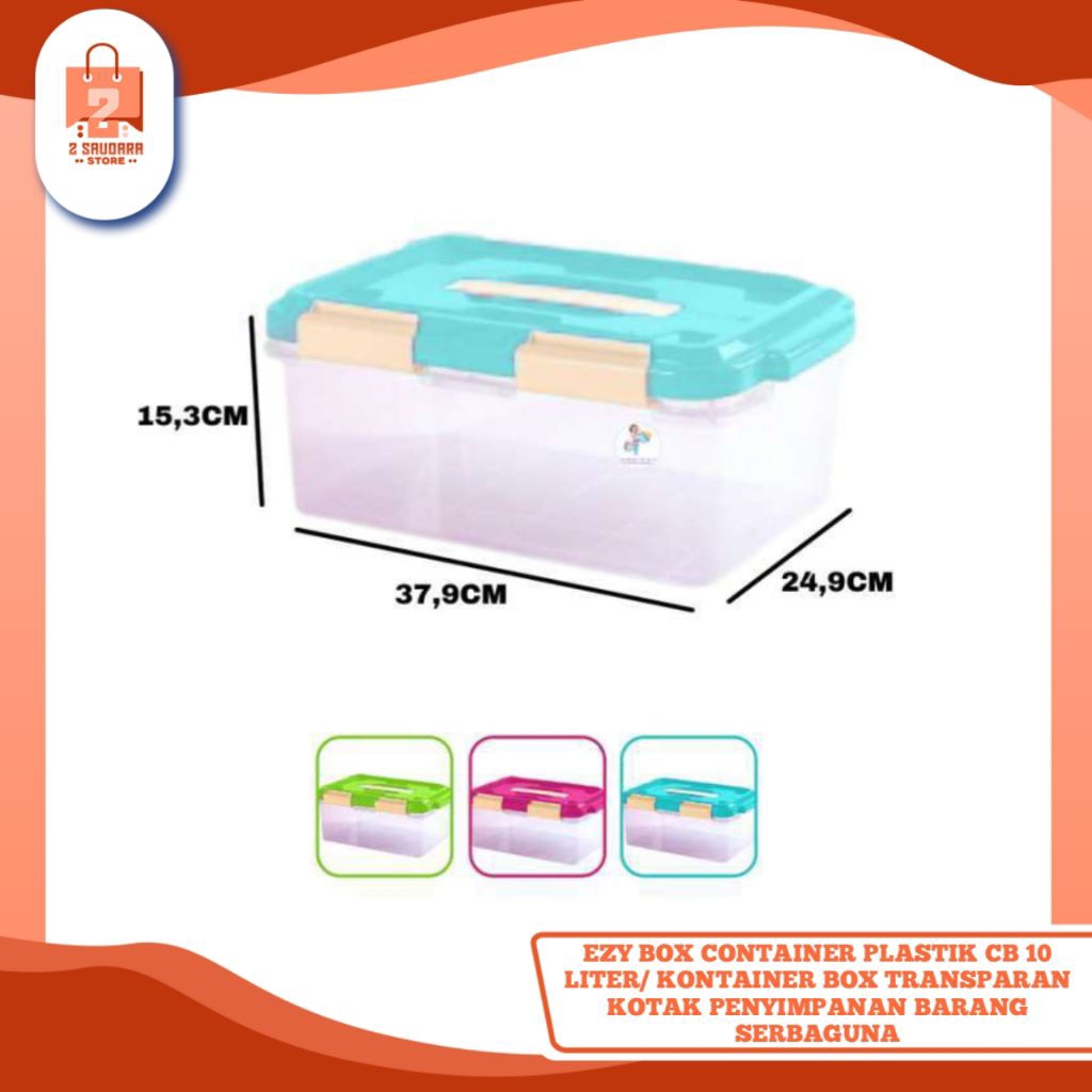 Ezy Box Container Plastik Cb 10 Liter/ Kontainer Box Transparan Kotak Penyimpanan Barang Serbaguna