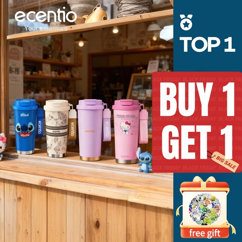 [New] ecentio tumbler minum hello kitty 530ml premium tahan dingin 24 jam botol stainless 316 portab
