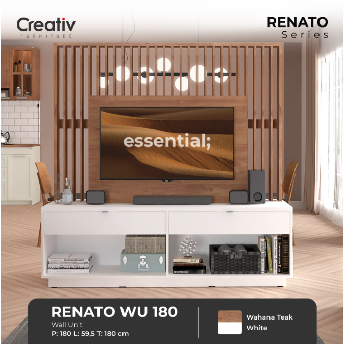 WALL UNIT ACTIV RENATO WU 180 WAHANA TEAK - WHITE