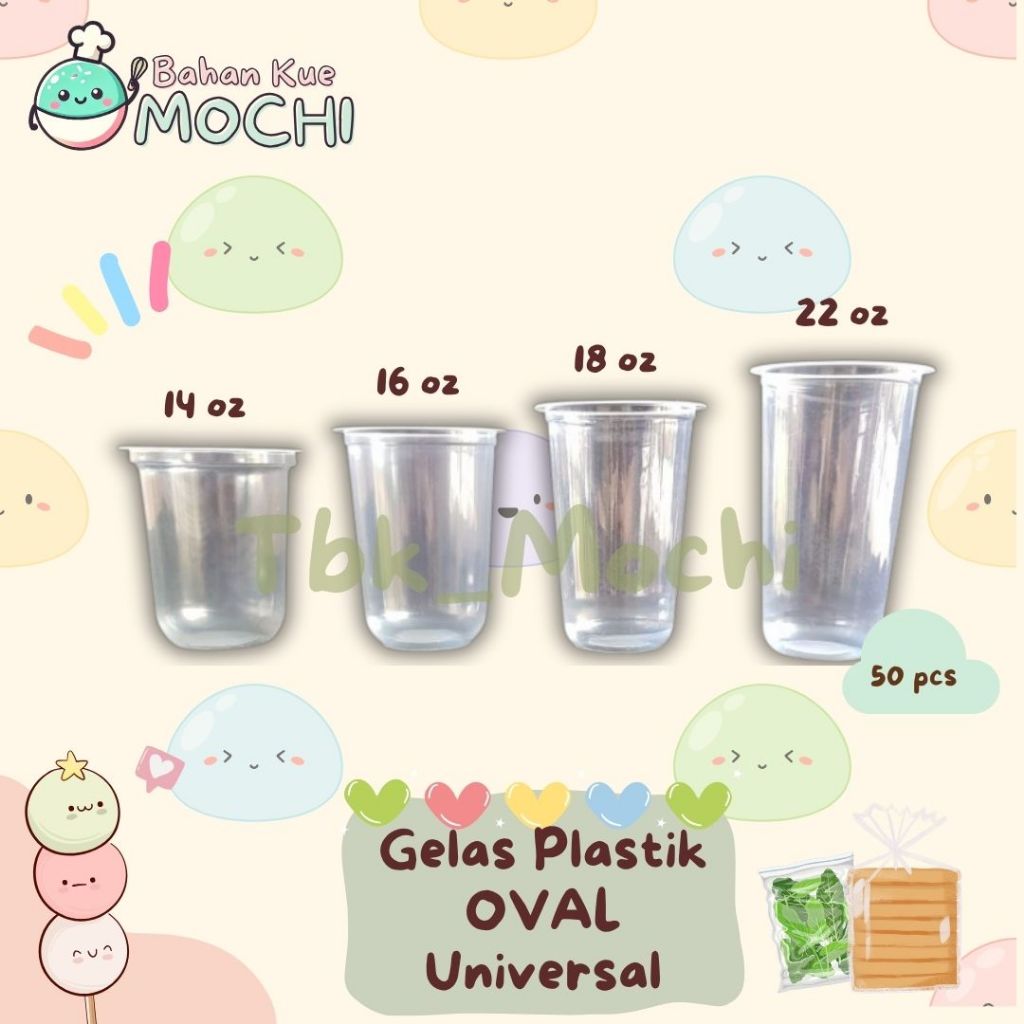 Gelas OVAL Plastik Universal / Gelas Plastik Bulat Minuman 14oz,16oz,18oz,22oz