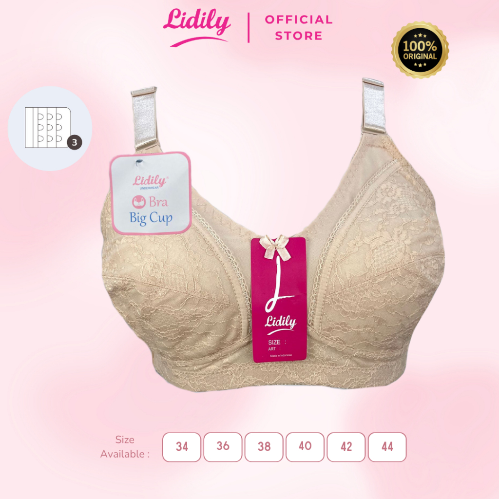 Lidily - Bra Tanpa Busa Dan Tanpa Kawat Bh L015 Bra Mama | Underwear Big Cup | BH Tali Lebar