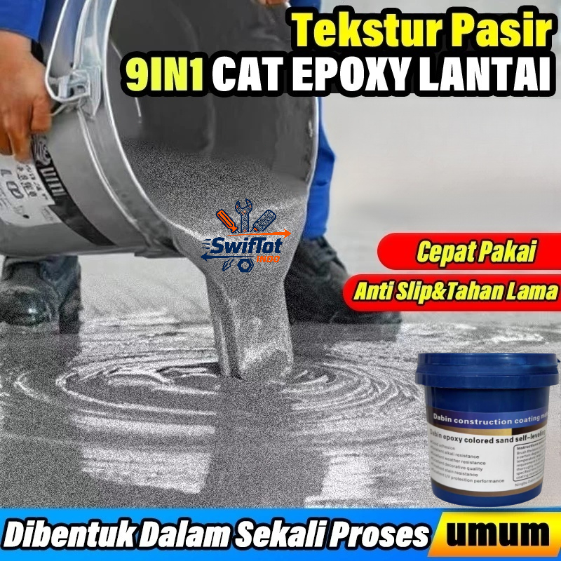 ⭐CAT LANTAI EPOXY TERBAIK✨ Cat Lantai Epoxy 1x Pakai Kering / Coating Lantai Berpasir Warna Metalik 