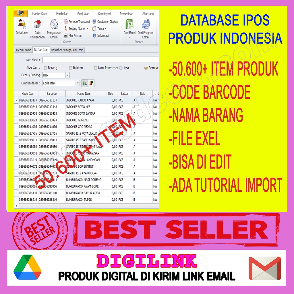 IMPORT 50.600 ITEM IPOS4 IPOS5 DATABASE PRODUK INDONESIA