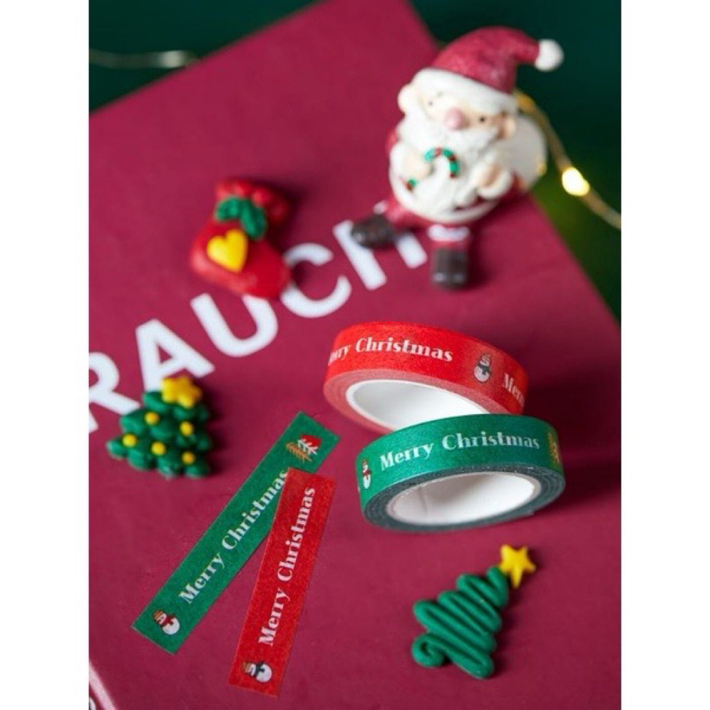WASHI TAPE 10meter NATAL CHRISTMAS / ISOLASI TOPLES KUKER BOX NATAL / ISOLATIF SOUVENIR NATAL / PLES