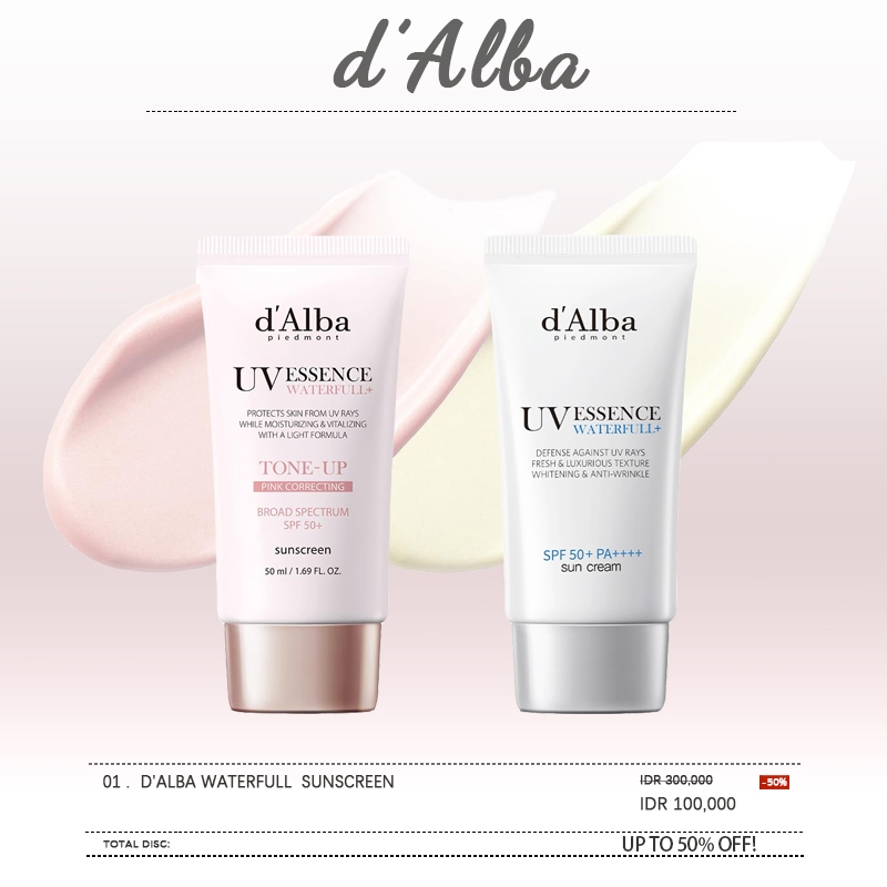 d'Alba Waterfull Tone-Up Sunscreen SPF50+ d'Alba Waterfull Essence Sunscreen SPF50+